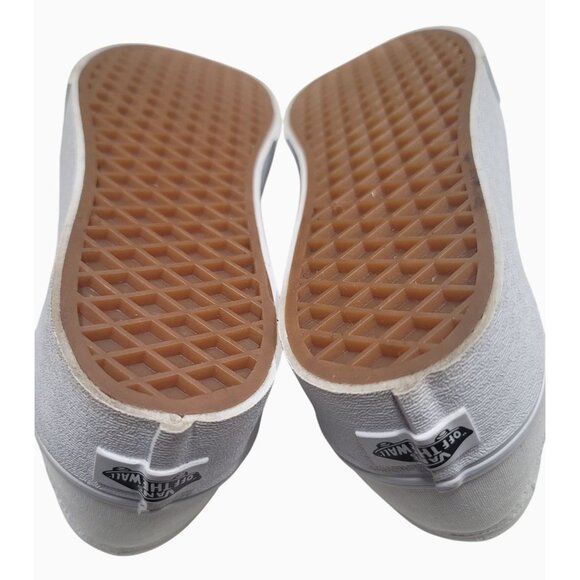 Vans White Canvas Lace-Up Sneakers Size 7M/8.5W Classic Style - Picture 6 of 12